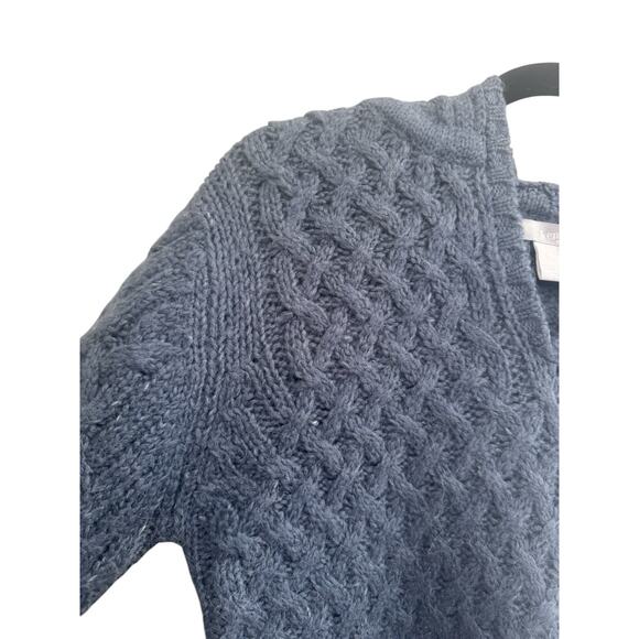Kenji Womens Medium Blue Wool Alpaca Blend Hooded Cable Knit Sweater #5746 - Picture 6 of 12